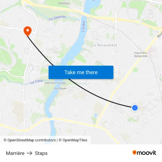 Marrière to Staps map
