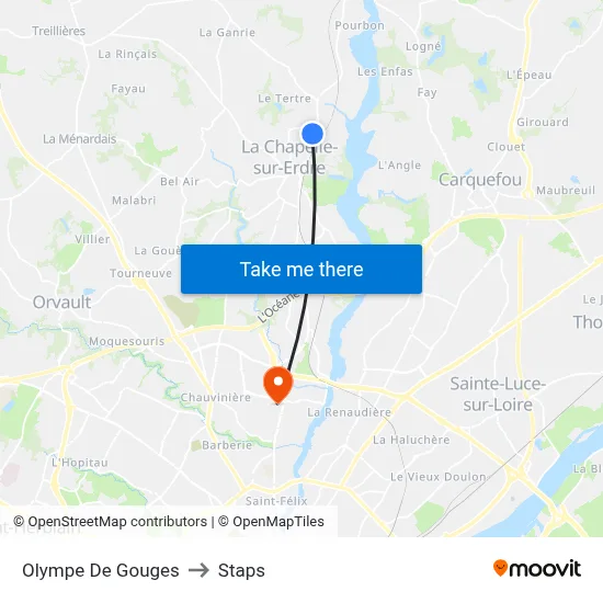 Olympe De Gouges to Staps map