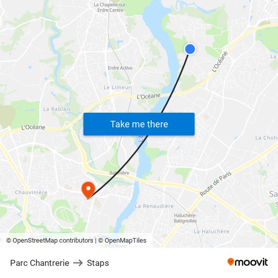 Parc Chantrerie to Staps map