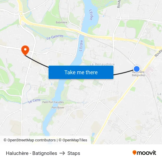 Haluchère - Batignolles to Staps map