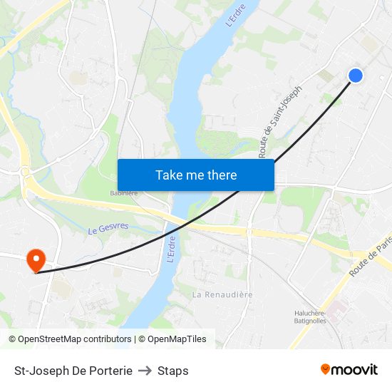 St-Joseph De Porterie to Staps map