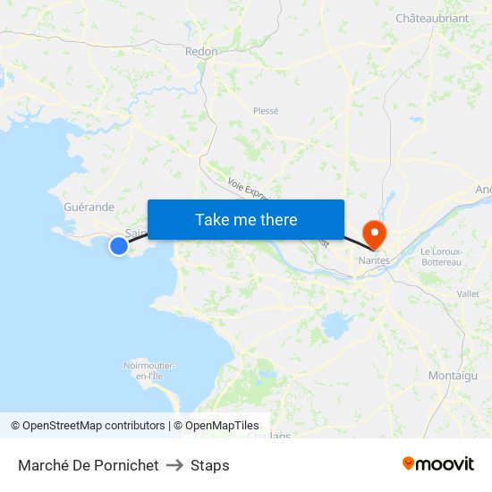 Marché De Pornichet to Staps map