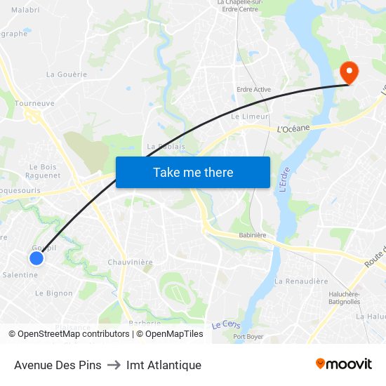 Avenue Des Pins to Imt Atlantique map