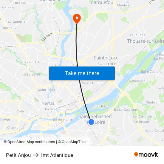 Petit Anjou to Imt Atlantique map