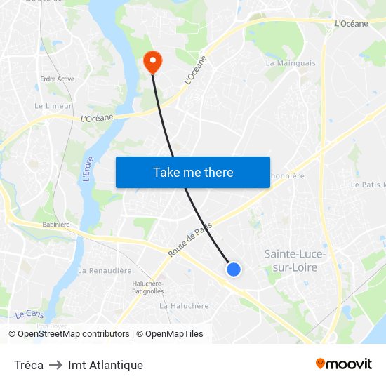 Tréca to Imt Atlantique map