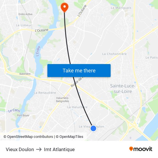 Vieux Doulon to Imt Atlantique map
