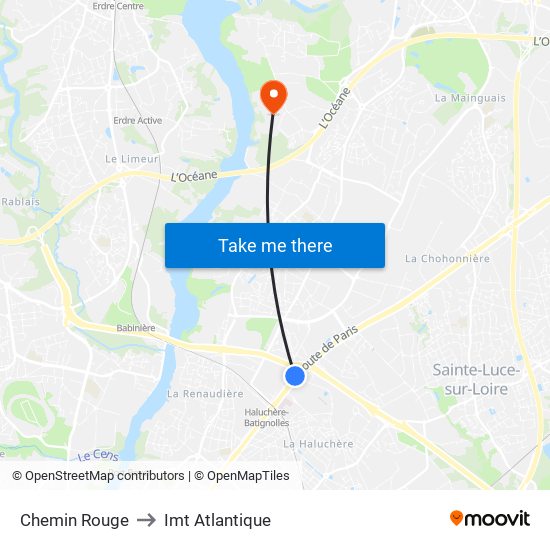 Chemin Rouge to Imt Atlantique map