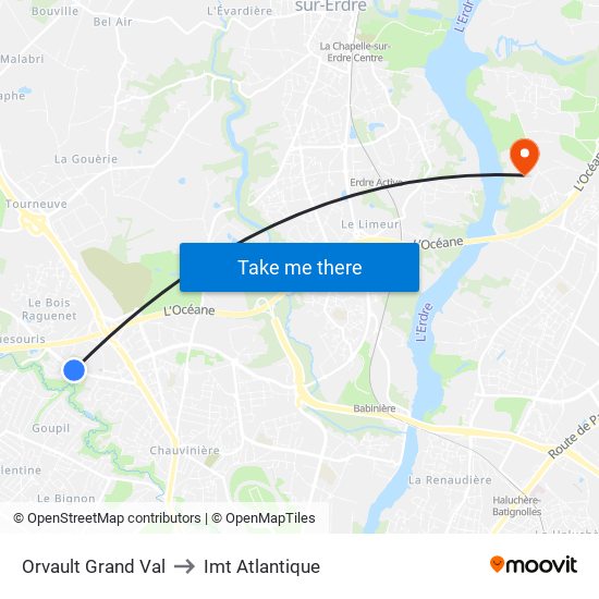 Orvault Grand Val to Imt Atlantique map