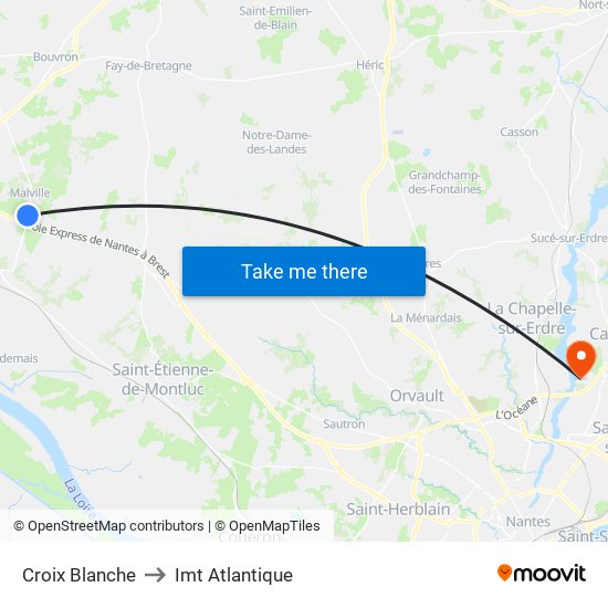 Croix Blanche to Imt Atlantique map