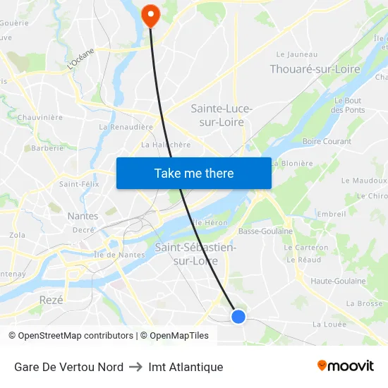Gare De Vertou Nord to Imt Atlantique map