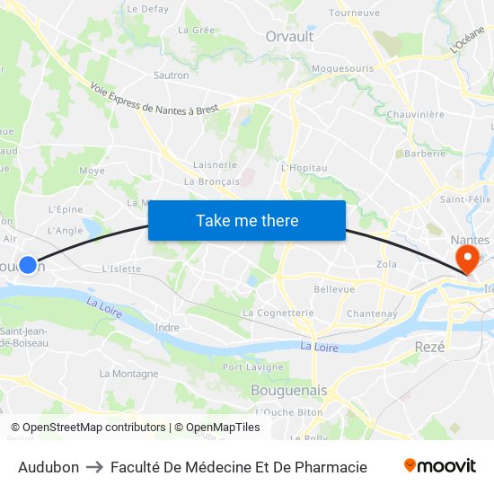 Audubon to Faculté De Médecine Et De Pharmacie map