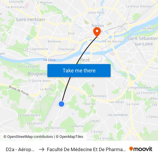 D2a - Aéroport to Faculté De Médecine Et De Pharmacie map