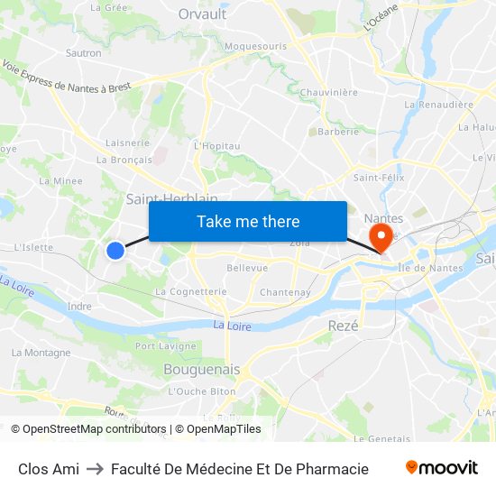 Clos Ami to Faculté De Médecine Et De Pharmacie map