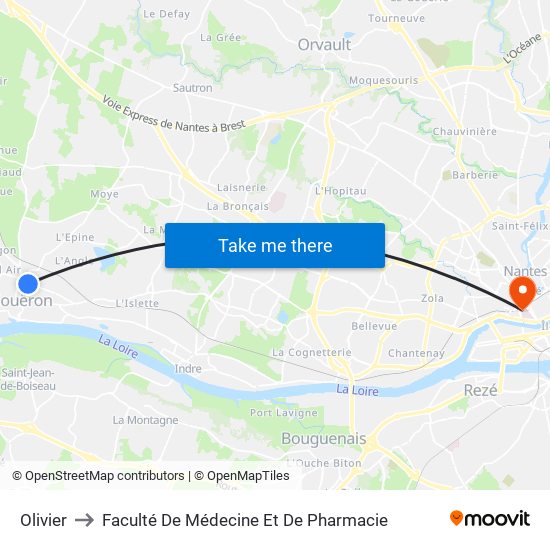 Olivier to Faculté De Médecine Et De Pharmacie map