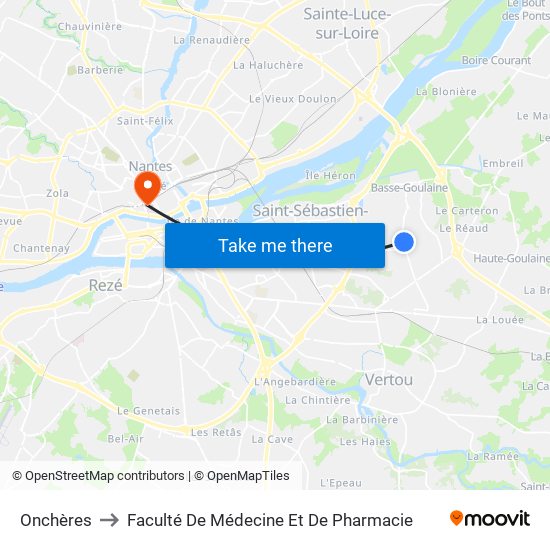 Onchères to Faculté De Médecine Et De Pharmacie map