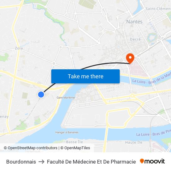 Bourdonnais to Faculté De Médecine Et De Pharmacie map