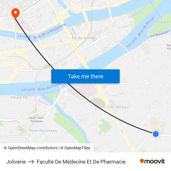 Joliverie to Faculté De Médecine Et De Pharmacie map