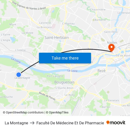 La Montagne to Faculté De Médecine Et De Pharmacie map