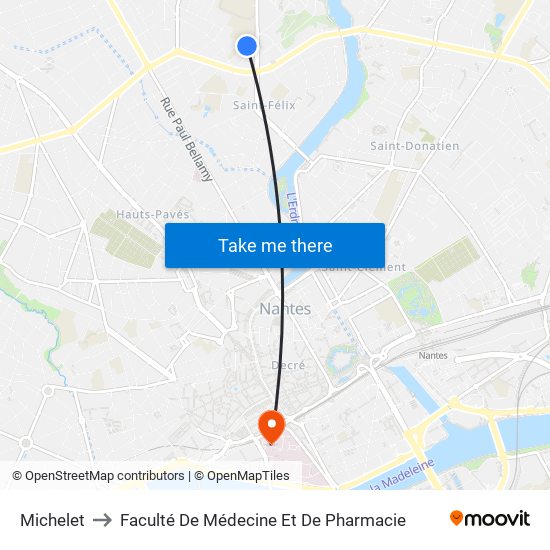 Michelet to Faculté De Médecine Et De Pharmacie map