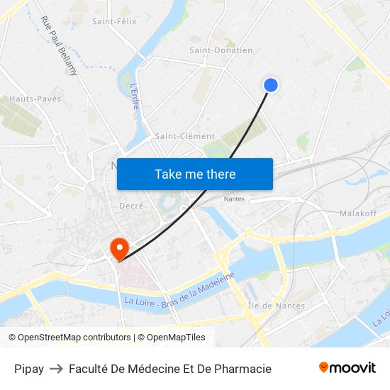 Pipay to Faculté De Médecine Et De Pharmacie map