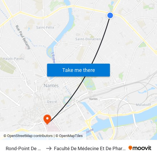 Rond-Point De Paris to Faculté De Médecine Et De Pharmacie map