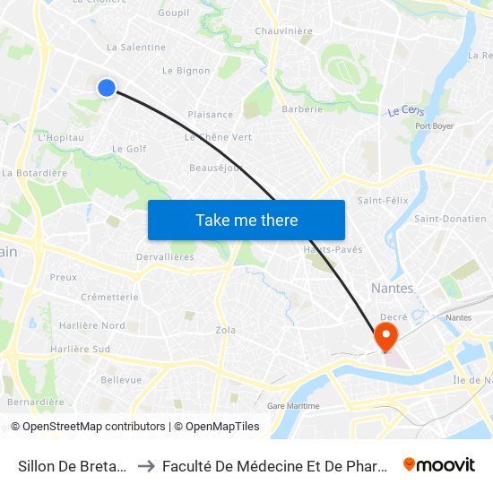 Sillon De Bretagne to Faculté De Médecine Et De Pharmacie map