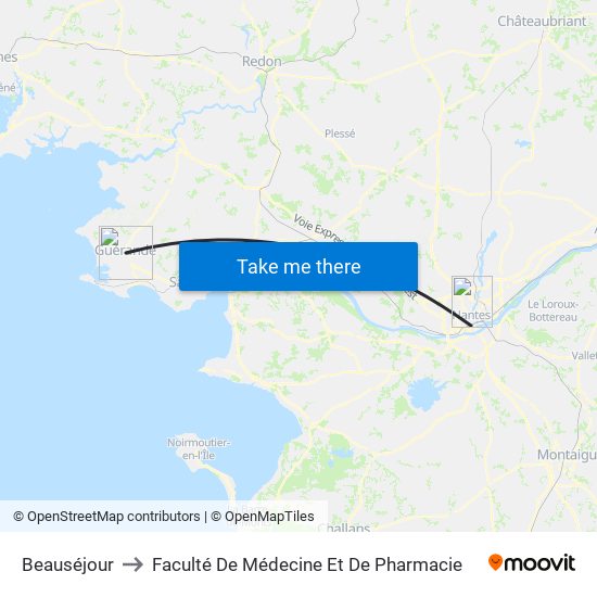 Beauséjour to Faculté De Médecine Et De Pharmacie map