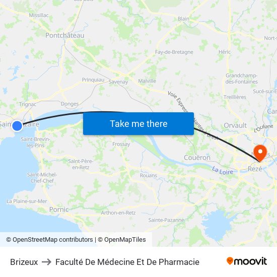 Brizeux to Faculté De Médecine Et De Pharmacie map