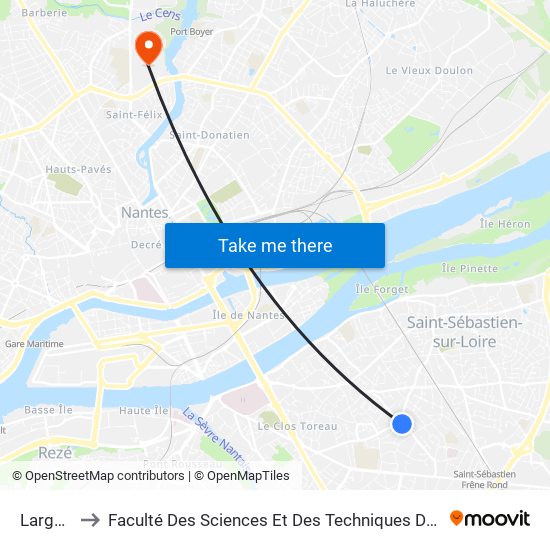 Largeau to Faculté Des Sciences Et Des Techniques De Nantes map