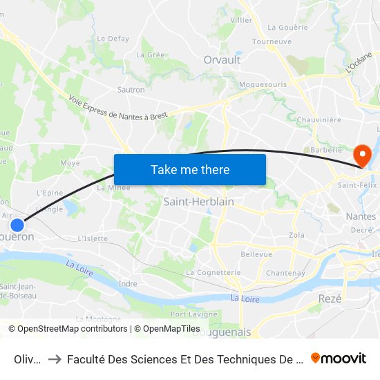 Olivier to Faculté Des Sciences Et Des Techniques De Nantes map