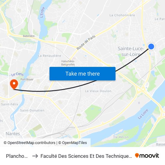 Planchonnais to Faculté Des Sciences Et Des Techniques De Nantes map