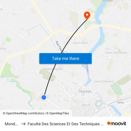 Mondésir to Faculté Des Sciences Et Des Techniques De Nantes map