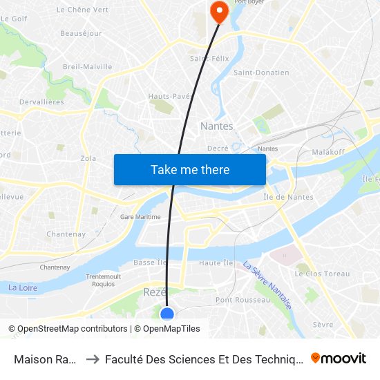 Maison Radieuse to Faculté Des Sciences Et Des Techniques De Nantes map