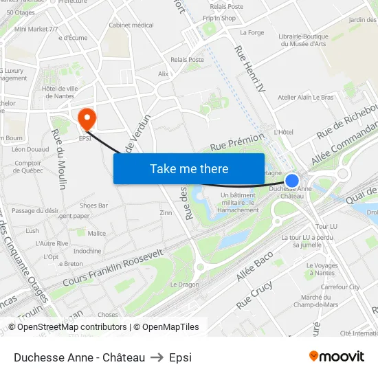 Duchesse Anne - Château to Epsi map