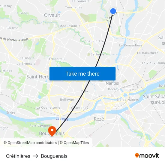 Crétinières to Bouguenais map