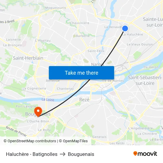 Haluchère - Batignolles to Bouguenais map