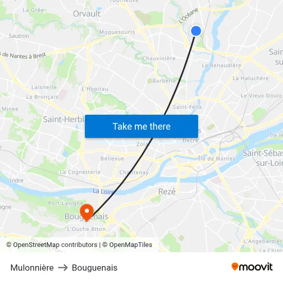 Mulonnière to Bouguenais map