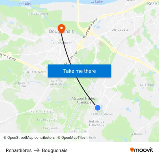 Renardières to Bouguenais map