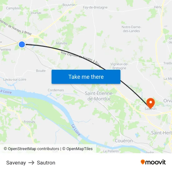 Savenay to Sautron map
