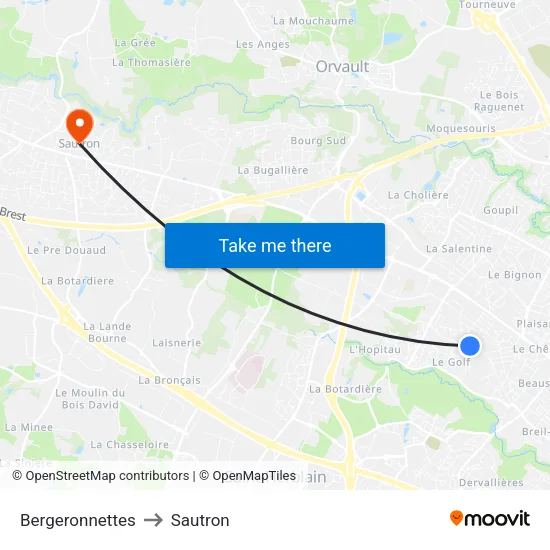 Bergeronnettes to Sautron map