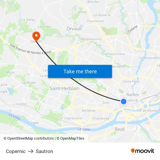 Copernic to Sautron map