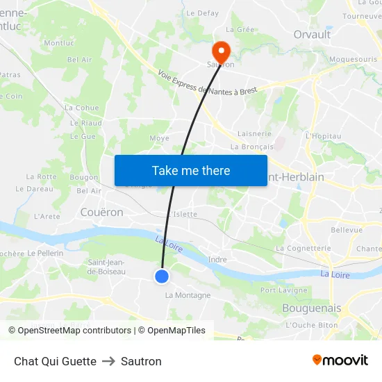 Chat Qui Guette to Sautron map