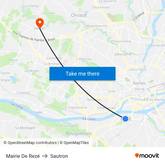 Mairie De Rezé to Sautron map