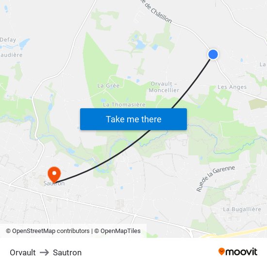 Orvault to Sautron map