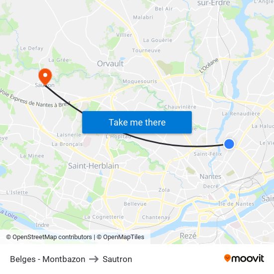 Belges - Montbazon to Sautron map