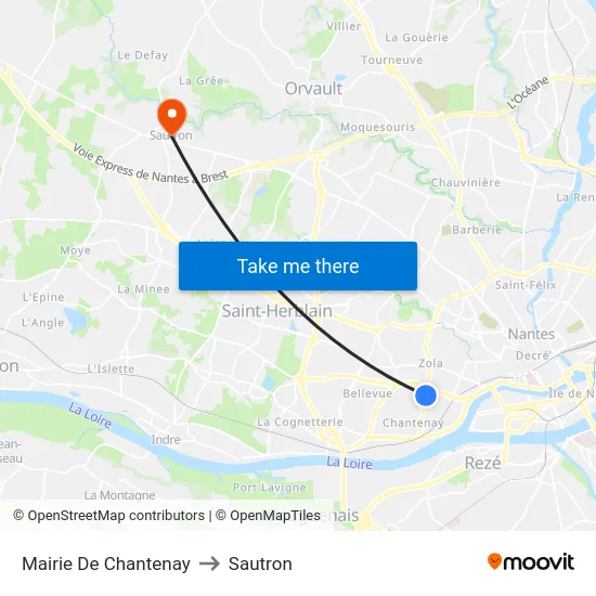 Mairie De Chantenay to Sautron map