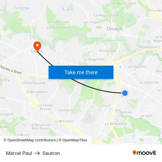 Marcel Paul to Sautron map