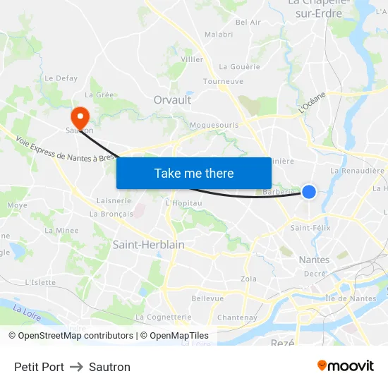 Petit Port to Sautron map