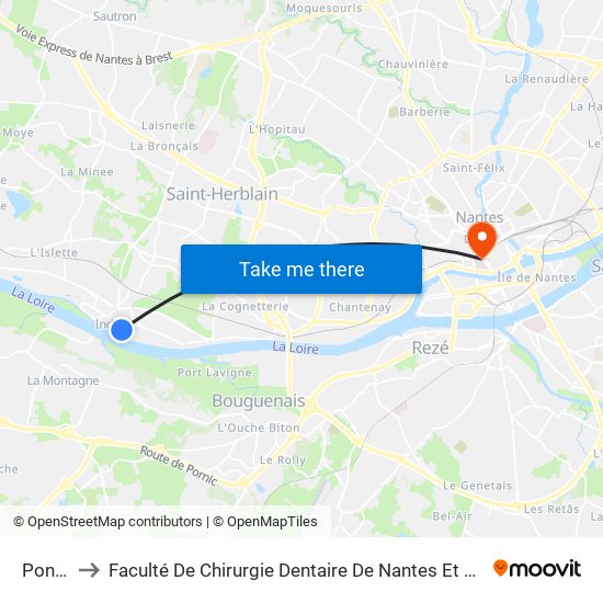 Pont Allard to Faculté De Chirurgie Dentaire De Nantes Et Centre De Soins Dentaires Du Chu De Nantes map