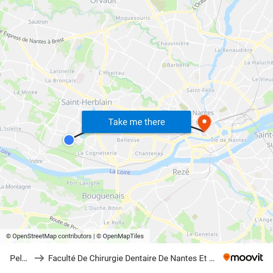Pelousière to Faculté De Chirurgie Dentaire De Nantes Et Centre De Soins Dentaires Du Chu De Nantes map